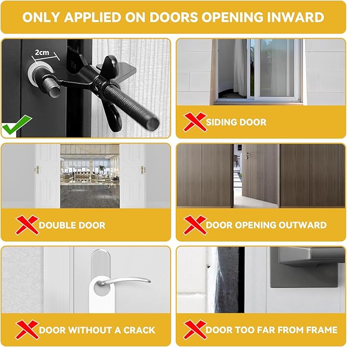 Black Portable Door Lock Home Security Door Locker Travel Lockdown Locks for Additional Safety and Privacy Perfect for Traveling Hotel Home Apartment College