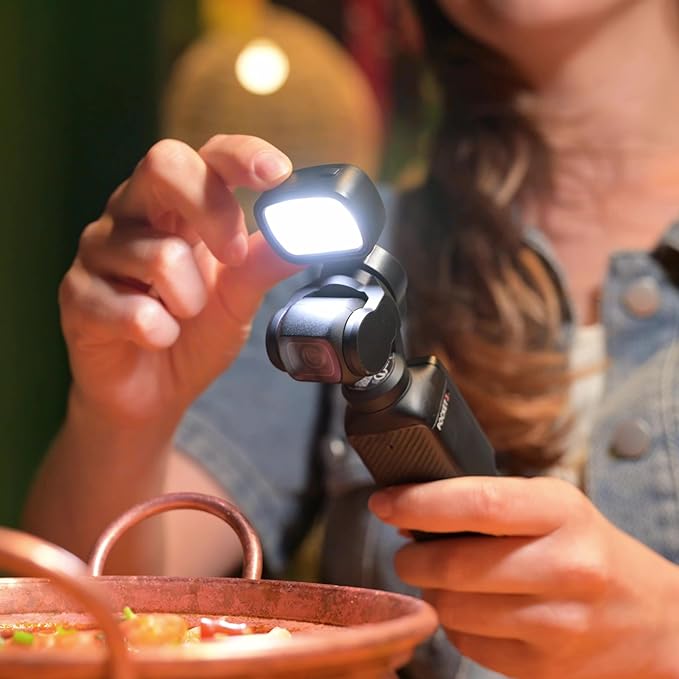 JJC Xtra Muse LED Light Compatible with DJI Osmo Pocket 3, Type-C Rechargeable Mini Video Light, 3 Color Modes/Brightness Adjustable for Pocket3 Selfie Vlog Recording, Lightweight Magnetic