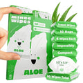 Impossibly Compact Travel Wipes - 99.5% Water - Safe for Sensitive Skin & Hypoallergenic, Resealable, Thick & Durable - For Adults, Kids & Baby Care - Aloe, 10 Pack Total 60 Wipes