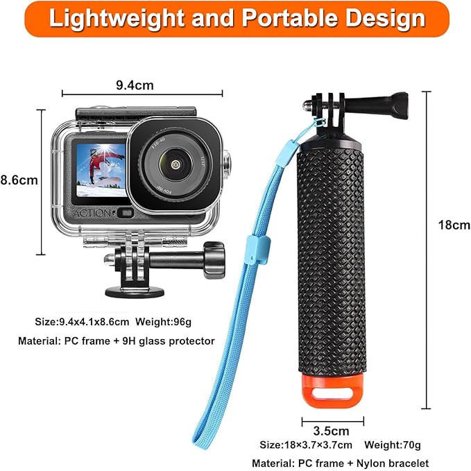BO&DQQ Underwater Waterproof Case Compatible with DJI Osmo Action 6 Camera, 196FT/60M Dive Diving Housing Cover Shell with Camera Handle Mount Accessories Kit