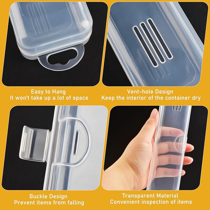 Sankoly Portable Toothbrush Case 2 PCS Travel Toothbrush Holders with Lid and Air-holes Clear Plastic Storage Container for Tongue Scraper and Toothbrush, 19.8 x 4.5 x 2.7 cm / 7.8 x 1.8 x 1.1in