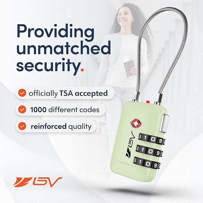 TSA Accepted Luggage Travel Lock, Set-Your-Own Combination Lock for School Gym Locker, Luggage Suitcase Baggage Locks, Filing Cabinets, Toolbox, Case (Mint Green, 2 Pack)