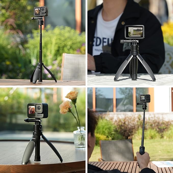 TELESIN 40cm/15.75'' Selfie Stick Tripod, Quick Release Portable Vlog Camera Selfie Stick Handle Grip Monopod for GoPro 13 12 11 10 Max/Insta360 X5/AKASO/DJI Osmo Action 6 5 pro Osmo Nano Accessories