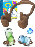 Gifts for Teens Boys Men Him Cell Phone Holder: Patented Thumbs Up Phone Stand Funny Gifts for Adults Kids Teenager Husband Friend Coworkers Phone Accessories Stocking Stuffers Cool Gadgets Brown