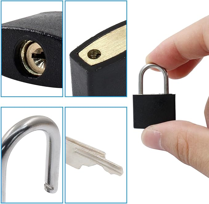 Waziaqoc 6 Pcs Luggage Locks with Keys, Small Suitcase Padlock, Mini Metal Padlock for Travel Bags, School Gym Locker, Toolbox