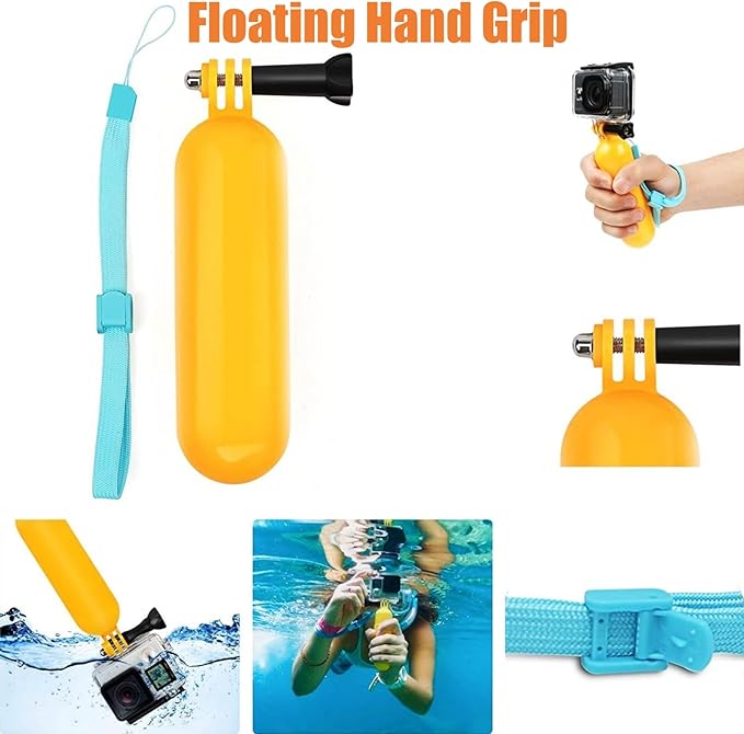 Accessories Kit for Action Camera, Handheld Selfie Stick + Suction Cup Mount + Floating Handle Grip + Flexible Octopus Tripod, Universal Action Camera Bundle for Recording VLOG/POV