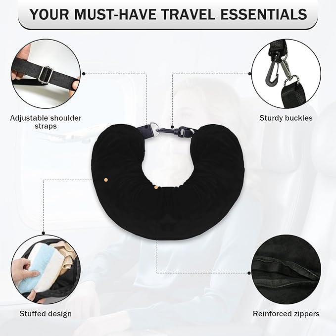 Neck Pillow Airplane 2 Pack Stuffable Neck Pillow Airplanes for Extra Luggage - Avoid Baggage Fees Multi-Functional Tube Pillow with Clothes Fits 3+ Days of Travel Essentials