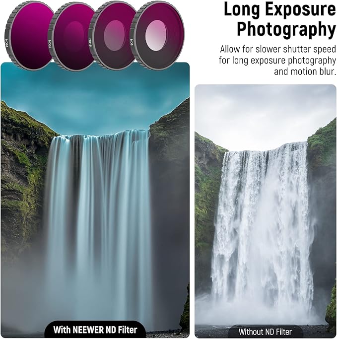 NEEWER 5PCS ND Filter Kit Compatible with DJI Osmo Action 3, CPL ND8 ND16 ND32 ND64 Neutral Density Filter HD Optical Glass Multi Layer Coated Aluminum Alloy Frame for Action Camera Accessories