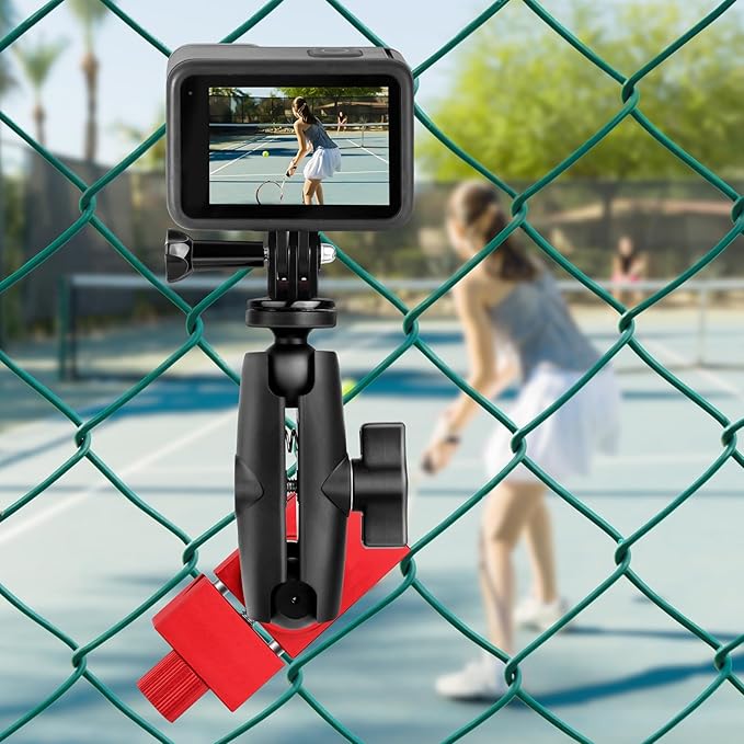 Fence Mount for Gopro, Aluminum Phone Fence Mount Compatible with Gopro, Mevo Start, Smartphone, Action Camera, Insta360, Game Changer Mounting Kit for Baseball, Softball, Tennis, Football Recording