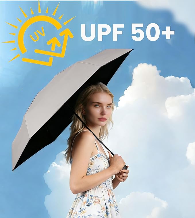 MRTLLOA Travel Essentials Mini Umbrella with Case for Purse - Small Compact & Lightweight, UV Sun Protection, Manual Open/Close for Pocket Umbrella(Women/Men/Kids)