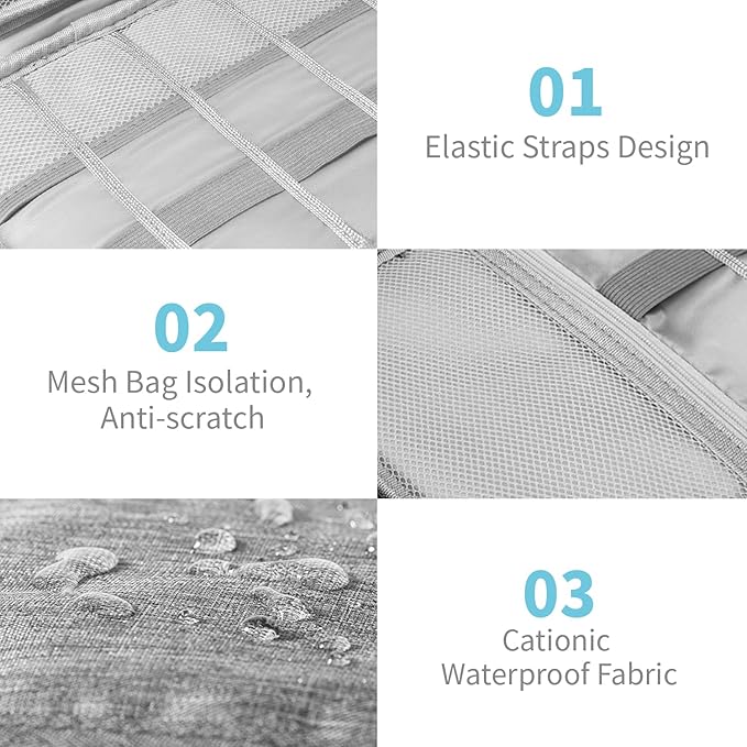 Lcsmaokin Electronics Organizer Travel Case,Electronic Accessories Storage Bag,Portable Waterproof Cable Organizer Bag,with 5 Cable Ties，for Travel,Work-Black