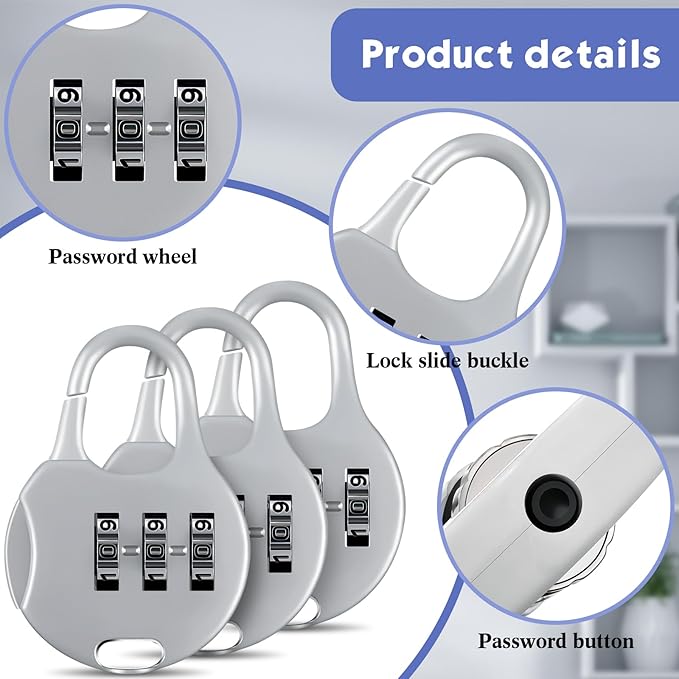 Moxweyeni 10 Pcs Digit Combinations Padlock Safe Cipher Lock Mini Combination Resettable Number for Suitcases Luggage Briefcases Computer Bags(Cute Style,White)