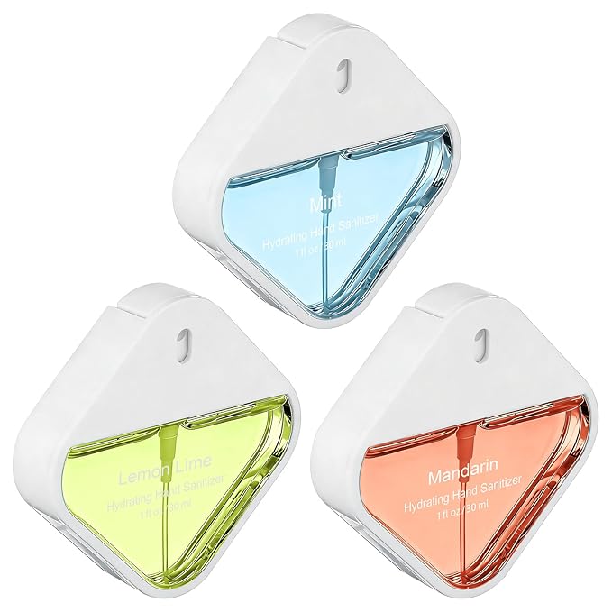 3 Pcs Power Mist Hydrating Hand Sanitizer Spray Bulk Travel Size Hand Sanitizer Spray Pocket 1 oz Square Card Bottle for Daily Use Mom Nurse Coworker Employee Teacher Appreciation Gifts
