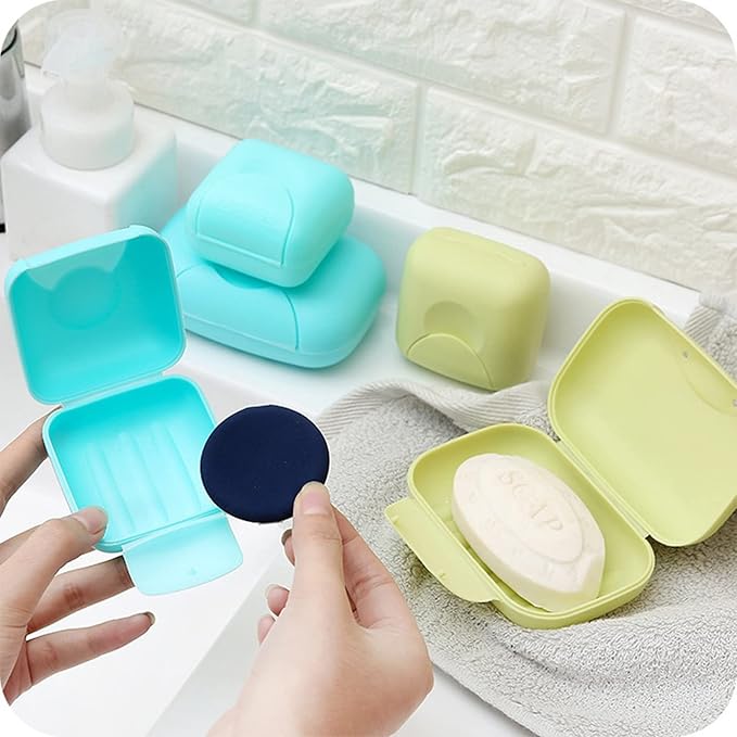 RETON 4 Pcs Portable Candy Color Soap Container Case Box Holder Organizer for Home, Bathroom, Hiking, Traveling, Camping and Other Outdoor Activities (4 Small)
