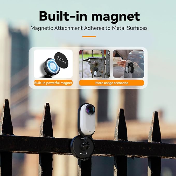 TELESIN 2 in1 Magnetic Mount for Insta 360 Go3/Go3s, Fabric Mount with 360° Rotation Ball Head, Flexible Fixed Angle, Action Camera Accessories for Insta 360 Go3/Go3s