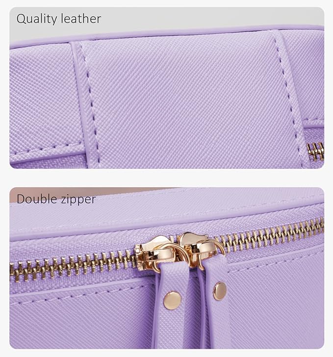 LETGO Clear Makeup Bags - TSA Approved Toiletry Bags with Zipper, Makeup Organizer for Carry-on Travel Essentials, Cosmetic Bags for Women & Men (Large Purple)
