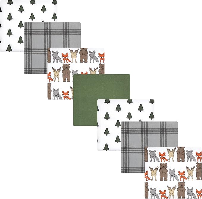 Hudson Baby Unisex Baby Cotton Flannel Receiving Blankets Bundle, Wild Forest, One Size