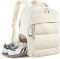 BAGSMART 30L Travel Backpack for Women, Carry on Backpack for Airplanes, Gym Backpack with Shoe Compartment, Lightweight Travel Bag Fits 15.6 Inch, Water-Resistant, Beige