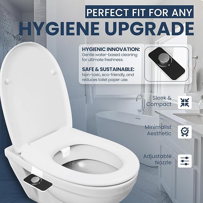 Epica Bidet for Toilet Seat – Warm Water, Adjustable Pressure & Temperature Control, Handheld Sprayer, Easy Installation, Portable Eco-Friendly Bidet for Men & Women, Toilet Hygiene Solution