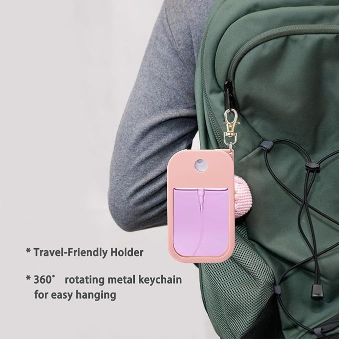 Silicone Case for Touchland Hand Sanitizer Spray 1 FL OZ., Stylish Protective Cover with Keychain Hanging Accessory