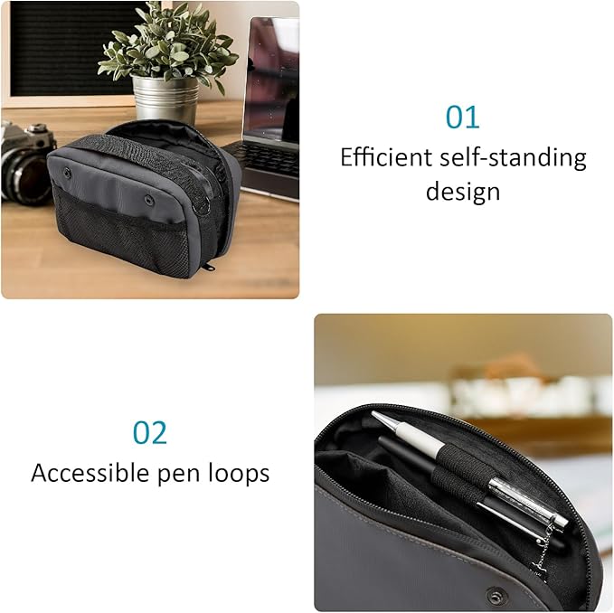 Travel Organizer Pouch Electronic Accessories Carry Case Waterproof Double Layers All-in-One for Cord, Phone, Airpods, USB Flash Drive for Men Women, Portable Charger Organizer (Grey)