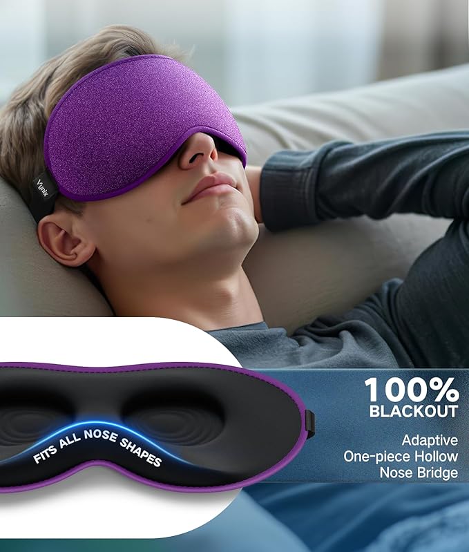 Sleep Mask for Women Men - Eye Masks for Side Sleepers, 3D Contoured Night Blindfold 100% Blockout Pressure-Free, Soft Lightweight Breathable Eye Cover Shade Sleeping for Airplane, Travel, Nap