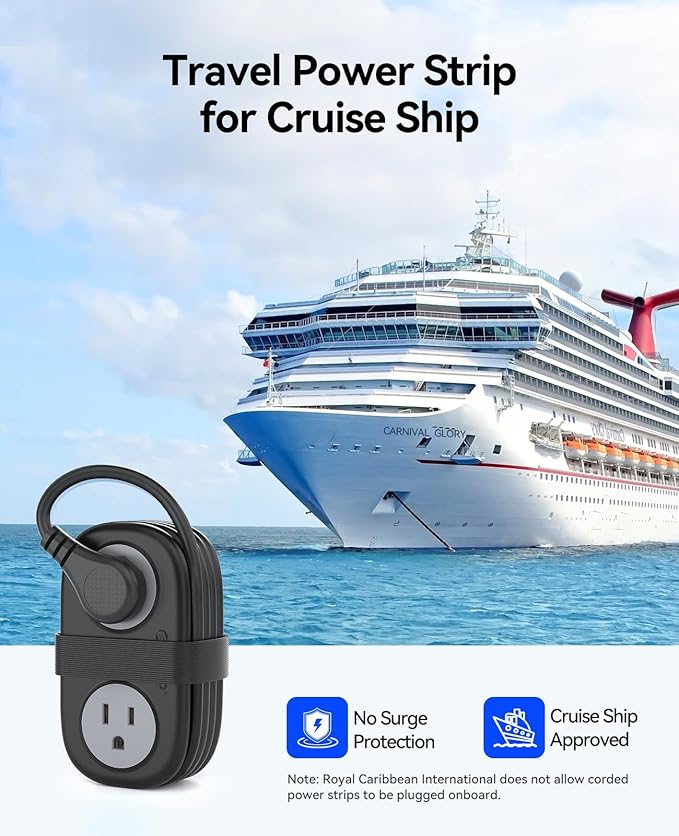Travel Power Strip, ORICO 4 Outlets 3 USB Ports (1 USB C) with 4FT Wrapped Short Extension Cord Small Power Strip, Compact for Hotel Travel Essentials Cruise Approved-AP3