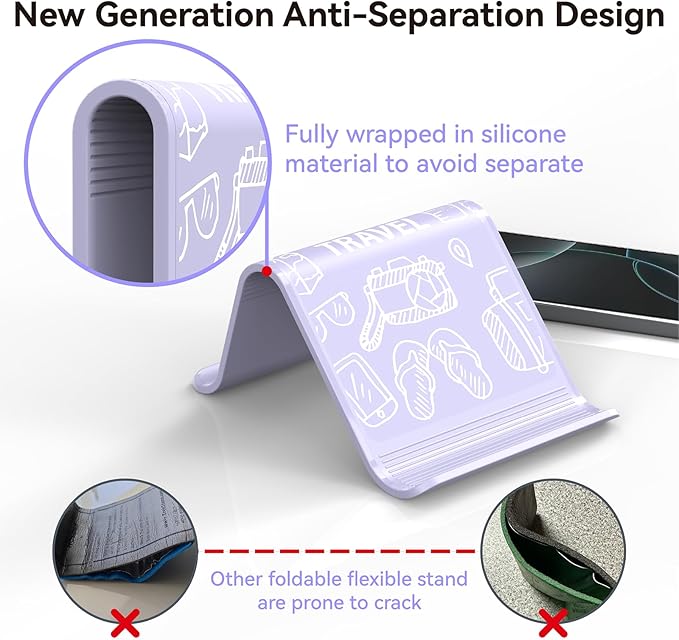 Airplane Phone Holder Mount, Travel Essentials Flexible Phone Holder, Airplane Tablet Holder for Flying, Desk, Compatible with iPhone, Smartphone, Tablet, Purple