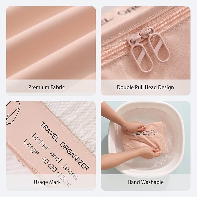 7PCS Packing Cubes for Travel Luggage Organizers Shoe & Toiletry Bag Light Packing Cubes Clothing Underwear Bag Accessories and Essentials for Mom & Women (Pink)