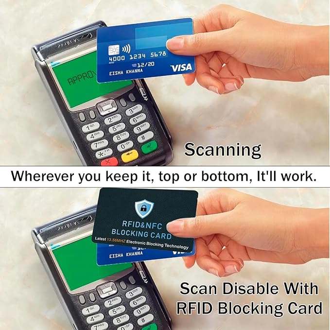 RFID Blocking Card, Debit Credit Card Protector RFID data blocker Card, Protects entire wallet, Anti-Theft Contactless RFID/NFC Blocker, with usb data blocker, (7-Pack)