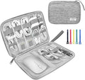 Lcsmaokin Electronics Organizer Travel Case,Electronic Accessories Storage Bag,Portable Waterproof Cable Organizer Bag,with 5 Cable Ties，for Travel,Work-Grey