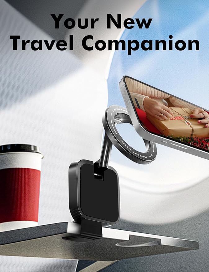 Travel Depot Travel Essentials Airplane Phone Holder for MagSafe Accessories, Handsfree Airport Essentials Plane Phone Holder Travel Gadgets Long Flight Must Haves for MagSafe Mount fits iPhone 16/15