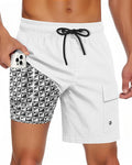 Men Swim Trunks with Compression Liner Quick Dry Breathable Multi Pockets for Summer Beach Cruise Water Park