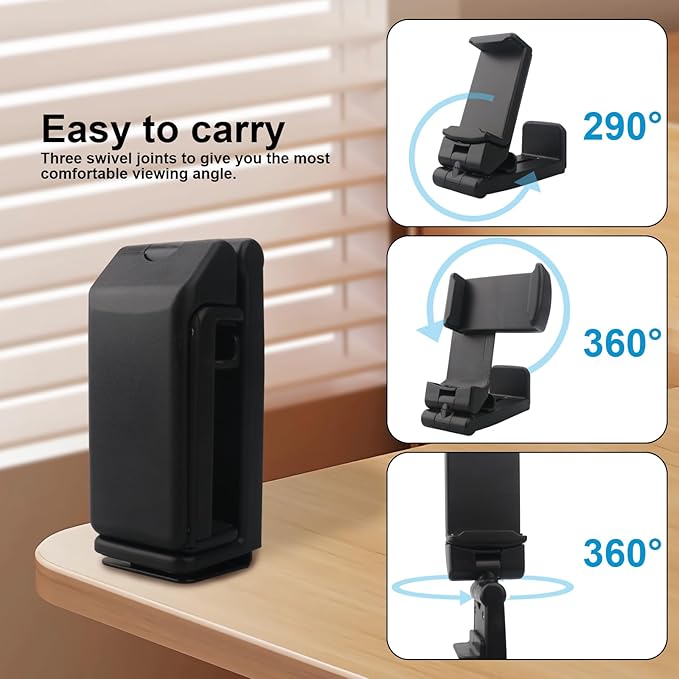 Airplane Phone Holder Hands Free Compact Travel Phone Mount with 360 Degree Rotation Universal Travel Essentials Ideal for Airplane, Table, Tray