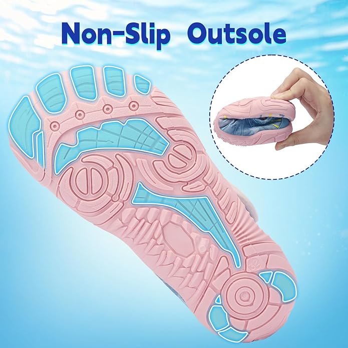 Kids Water Shoes Boys Girls - Wide Toe Box Quick Dry Barefoot Shoes Breathable Non Slip Aqua Athletic Sneakers for Swim Beach Pool Kayak Hiking Sand Walking Travel Essentials (Little Kid/Big Kid)