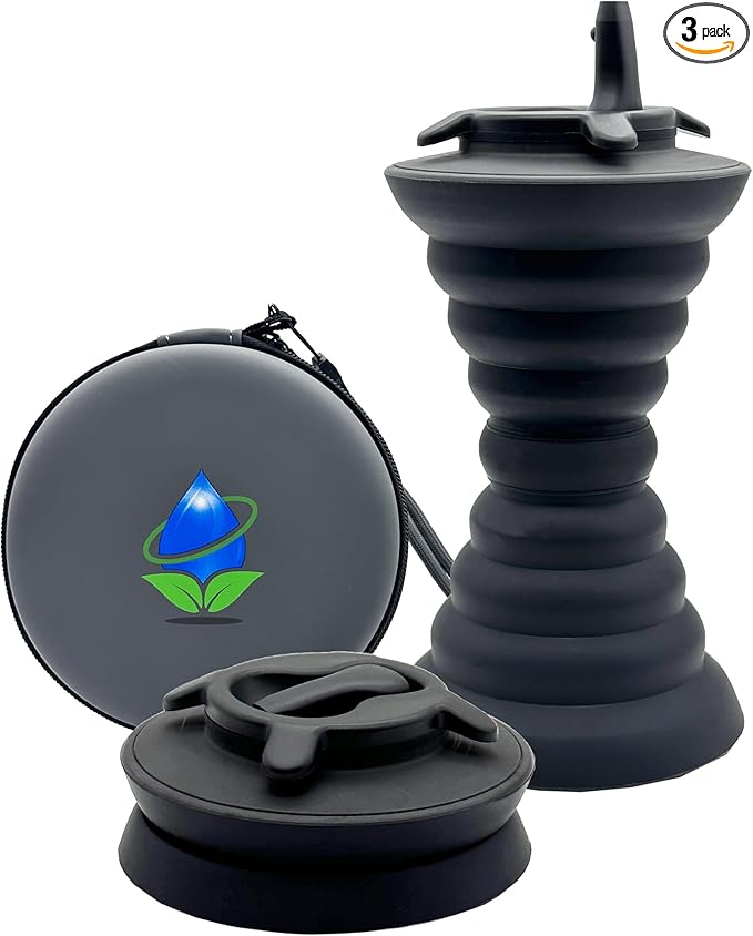 The Pocket Bidet® Bundle: Portable Travel Bidet with Zip Case & Adjustable Neck Strap. Collapsible Design, Easy to Spray, Flying Saucer Bidet for Men & Women, Fits in a Purse or Bag (Black, 500 ml)