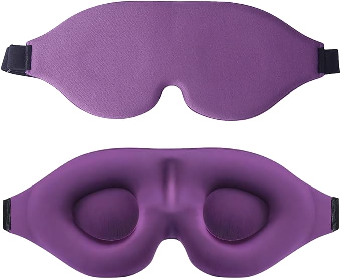 Sleep Mask for Women Men Comfortable Blockout Soft 3D Padded Eye Mask for Sleeping Side Sleeper Friendly Purple