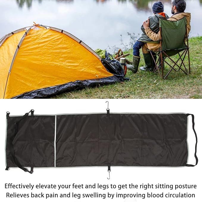 Ergonomic Airplane Footrest Hammock Cover Adjustable Travel Footrest for Improved Sitting Position on Planes Buses and Outdoor Seating (Black)