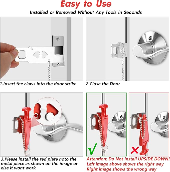 AceMining Portable Door Lock Home Security Door Locker Travel Lockdown Locks for Additional Safety and Privacy Perfect for Traveling Hotel Home Apartment College