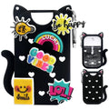 Silicone Case Compatible with Touchland Hand Sanitizer Spray 1 FL OZ/30ML,Stylish & Portable Hand Sanitizer Spray Accessory with 6 Charms Decorations & a Keychain (Black)