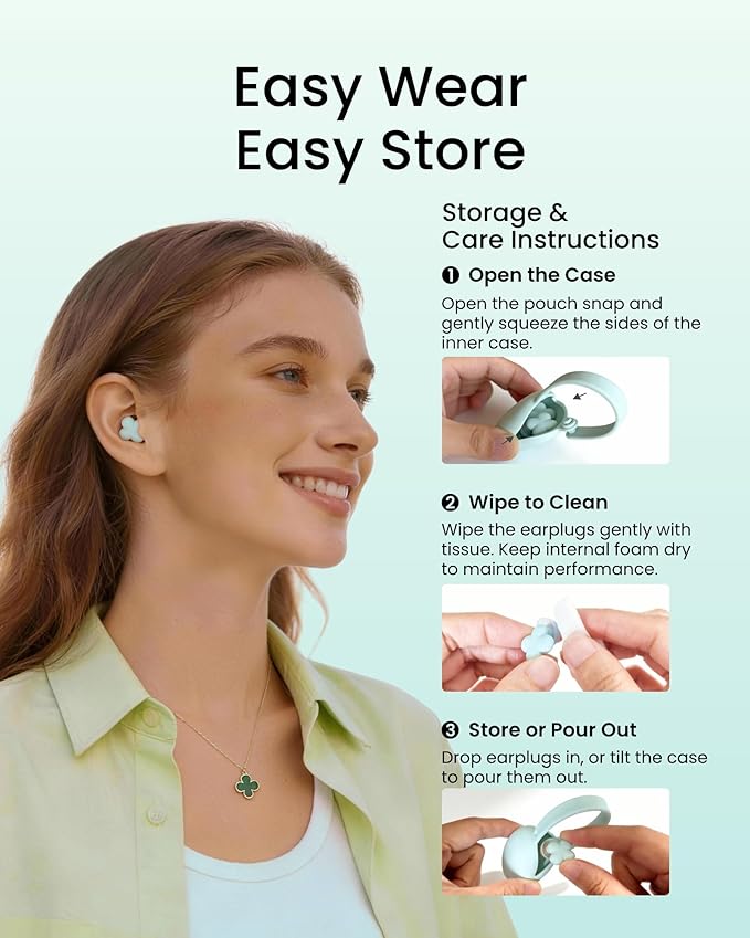 Bloom Ear Plugs for Small Ear Canals – Ultra-Comfy Patented Qufits Tips, Noise Cancelling, Reusable Silicone Earplugs for Sleeping, Study, Travel – Stylish Feminine Design (Aqua)