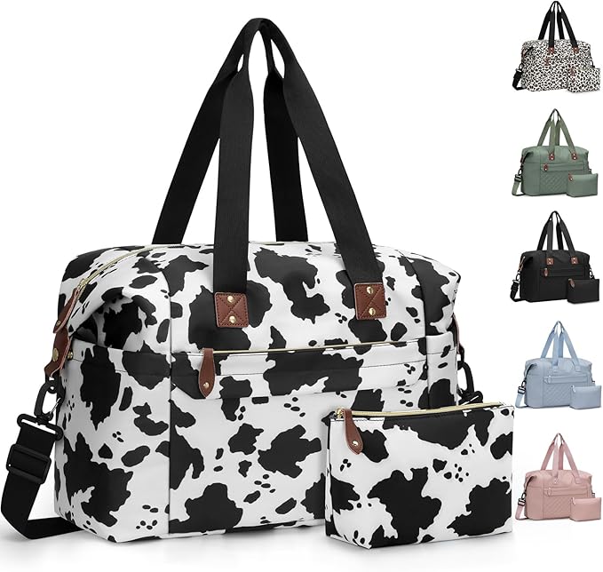 Pritent Travel Duffle Bag, Waterproof Weekender Overnight Hospital Bags for Women Men with Toiletry Bag Lightweight Carry on Personal Item Duffle Gym Bag for Travel, Airplanes, Sports