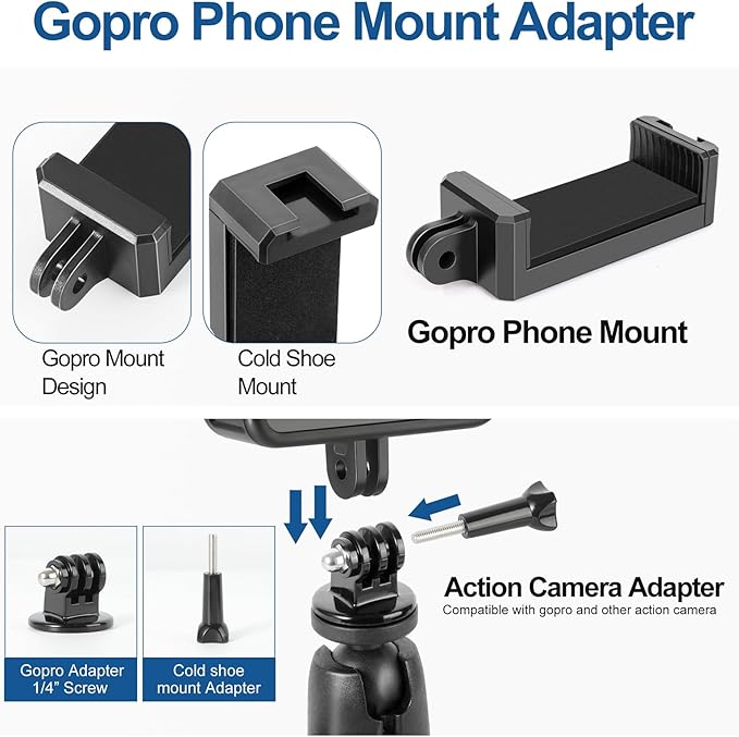 Fence Mount for Gopro, Aluminum Phone Fence Mount Compatible with Gopro, Mevo Start, Smartphone, Action Camera, Insta360, Game Changer Mounting Kit for Baseball, Softball, Tennis, Football Recording