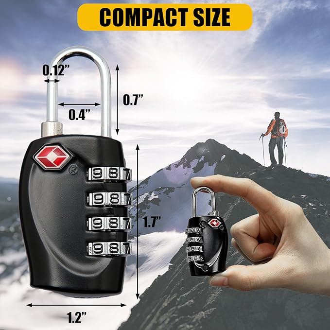2 Pack TSA Approved Gun Case Locks for Pistol Cases, 4 Digits Travel Locks Combo Padlocks for Small Hard Cases, Carrying Cases, Combination TSA Locks for Gym Lockers, Luggage, Cabinets, Backpacks
