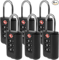 6 Pack Luggage Locks TSA Approved 3 Digit Travel Combination Portable Small Padlocks Stainless Steel TSA Accepted Toolbox Locks for Travel Bag Suitcase Lockers