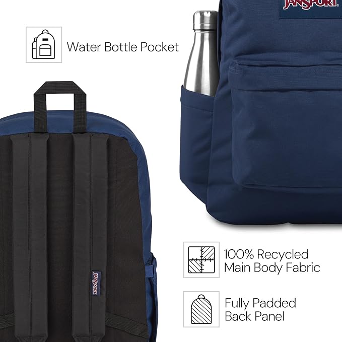 JanSport SuperBreak Plus Backpack with Padded 15-inch Laptop Sleeve and Integrated Bottle Pocket - Spacious and Durable Daypack for Work and Travel - Surreal Swirlies