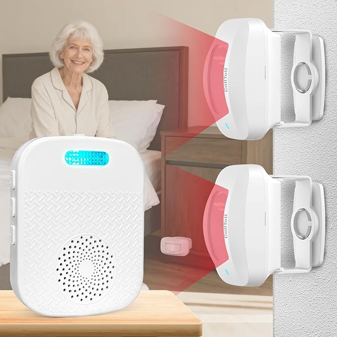 CallToU Bed Alarm for Elderly Adults Sensor Alarm and Fall Prevention for Elderly/Dementia and More,Portable Caregiver Pager Motion Sensor with 5 Volume Level