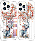 Compatible with iPhone 16 Pro Case Card Holder for Women Cute Design,Wallet Phone Cases Transparent Cool Kawaii Protective (Clear Elephant Creating Flowers)