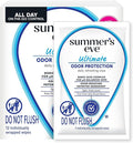 Summer's Eve Ultimate Odor Protection Daily Feminine Wipes, Gentle pH-Balanced Formula with Boric Acid Cleanses & Removes Vaginal Odor, Individually Wrapped Body Wipes, 12 Count