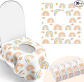 30 Pack Toilet Seat Covers Disposable, Individually Wrapped for Travel, Large Waterproof Potty Covers for Kids and Adults,Toddler Potty Training for Public Restroom, Airplane, Trip - Rainbow